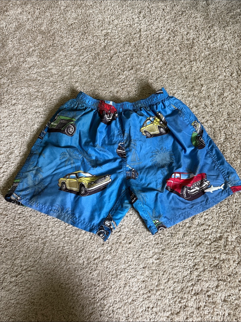 Men's Blue Retro Car Swim Trunks size M